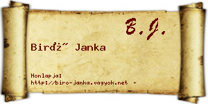 Biró Janka névjegykártya